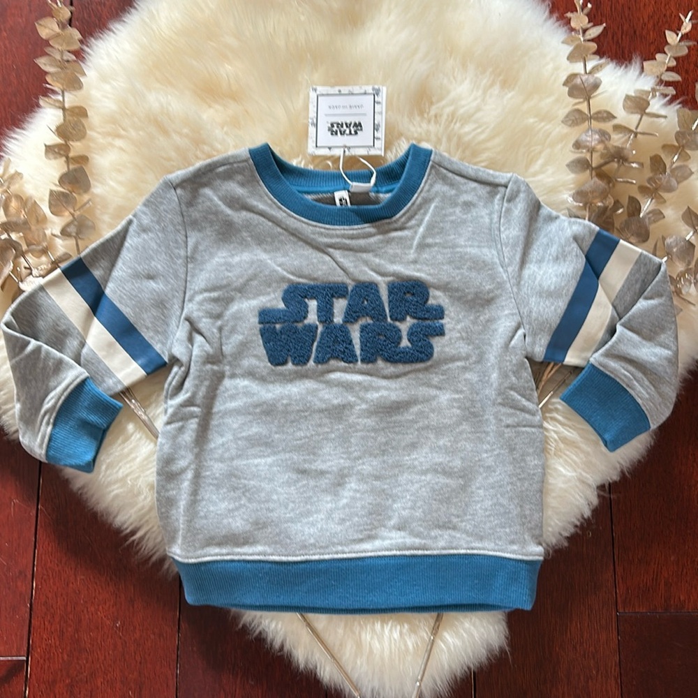 NWT Janie and Jack X Star Wars gray blue shirt top sweatshirt vacation!